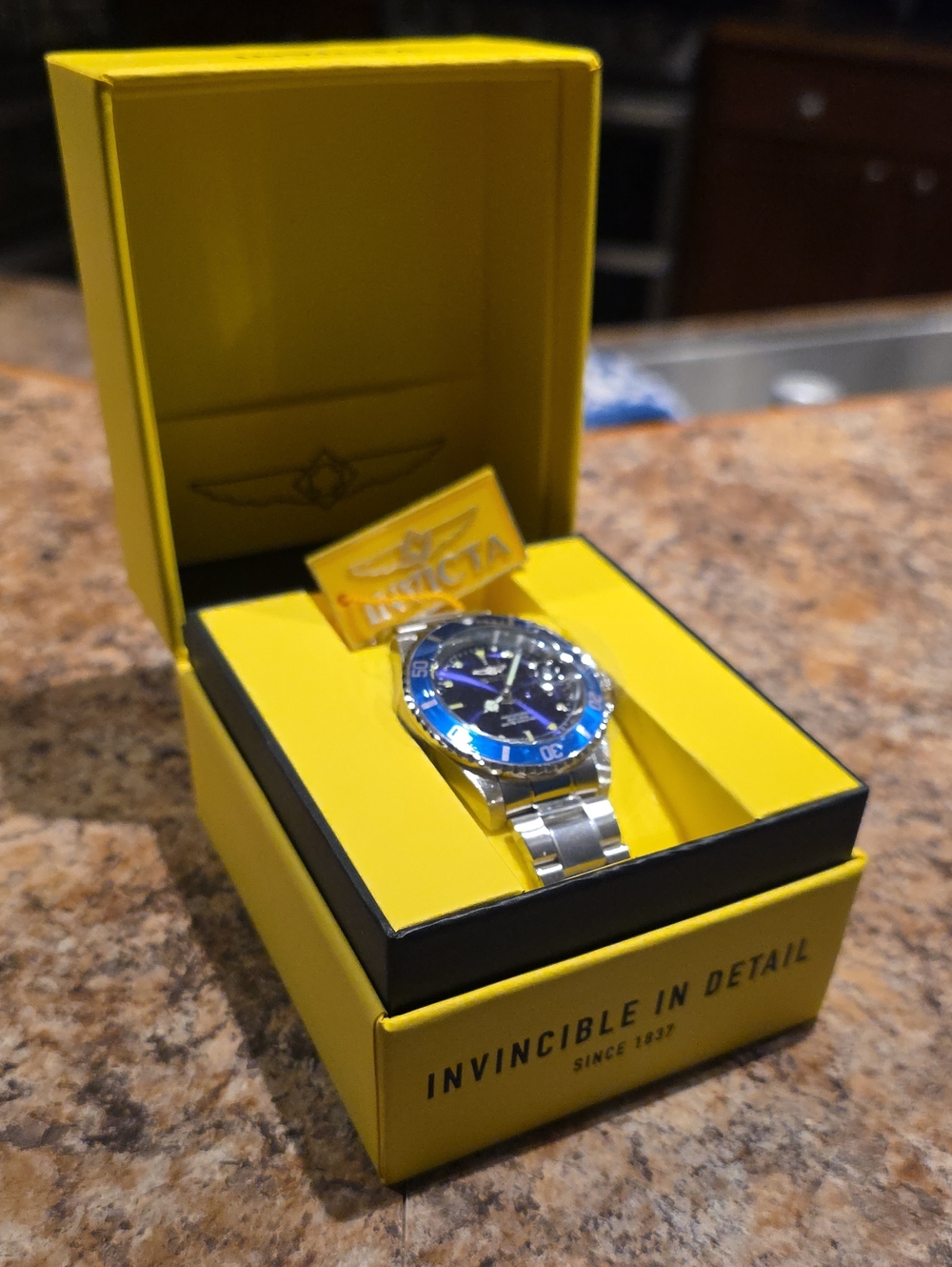 Invicta Silver Watch with Blue Dial and Bezel - Picture 9 of 9